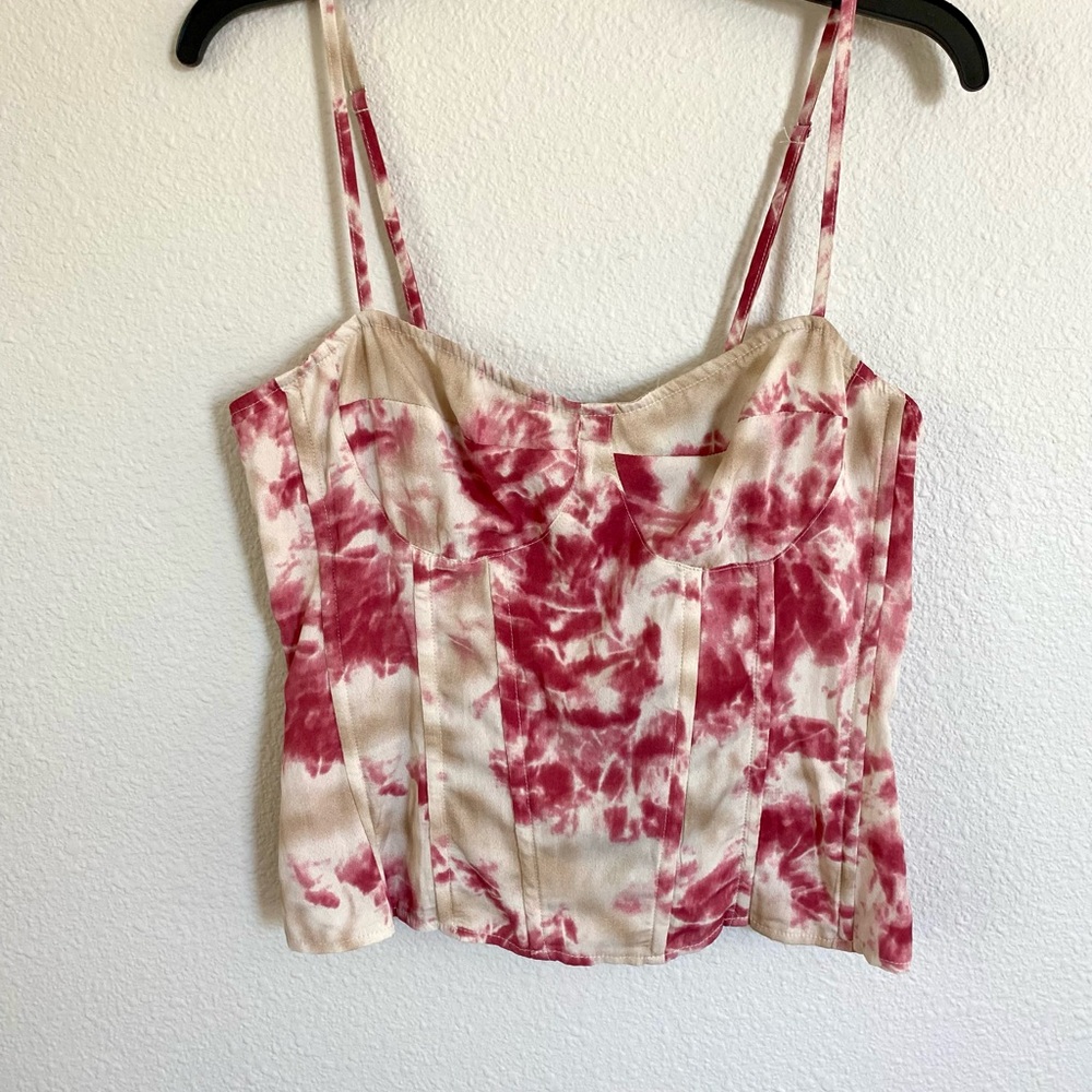 PrettyLittleThing Fuchsia and Cream Tie-Dye Camisole - Picture 1 of 9